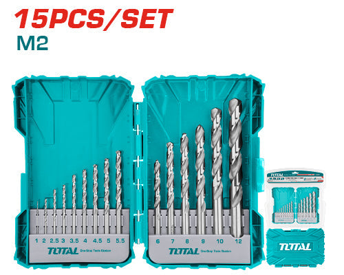 15 Pcs HSS M2 Drill Bit Set