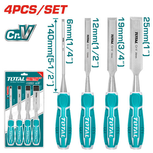 TOTAL WOOD CHISEL SET 4PCS